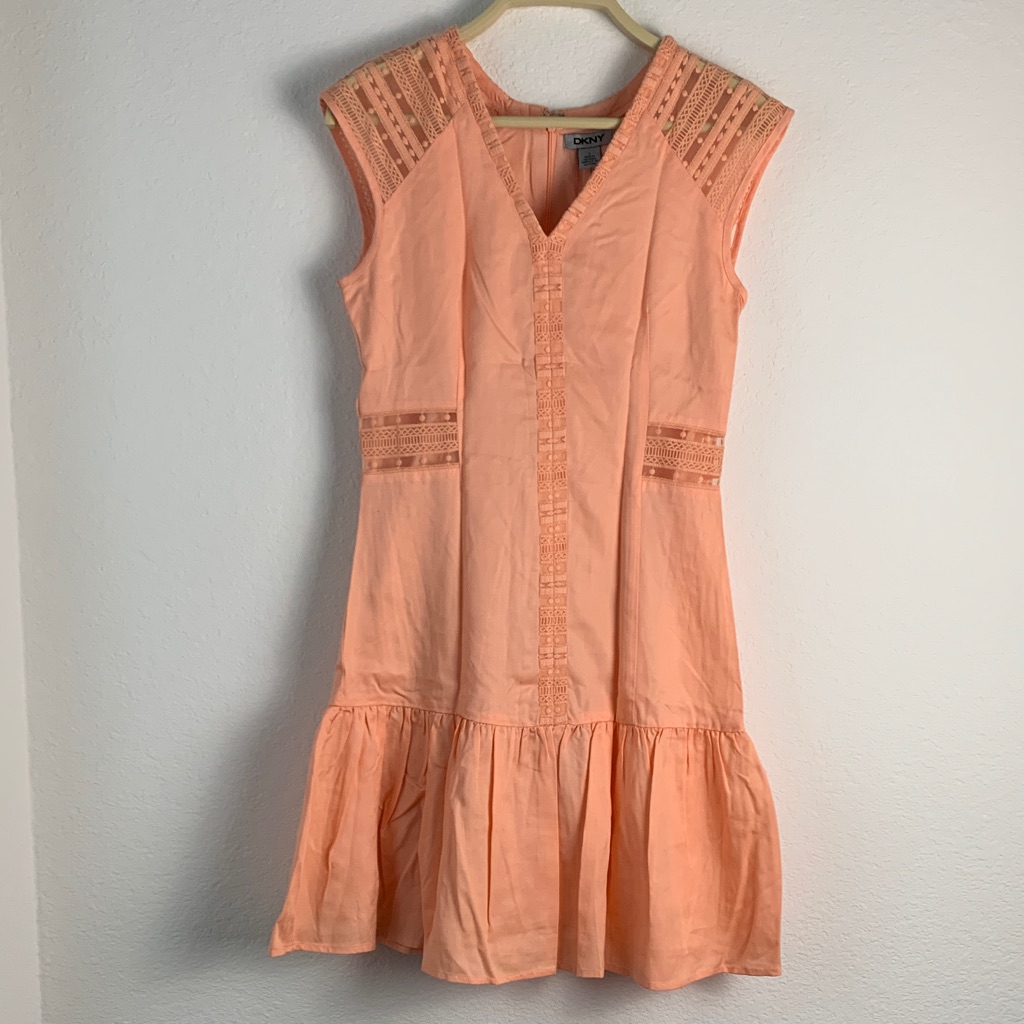 Dkny Coral Mini Dress With Lace Trim